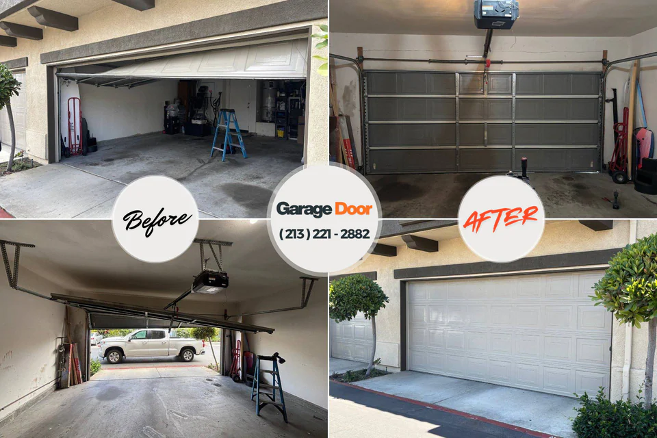 Before and after: garage door repair Bessemer, MI
